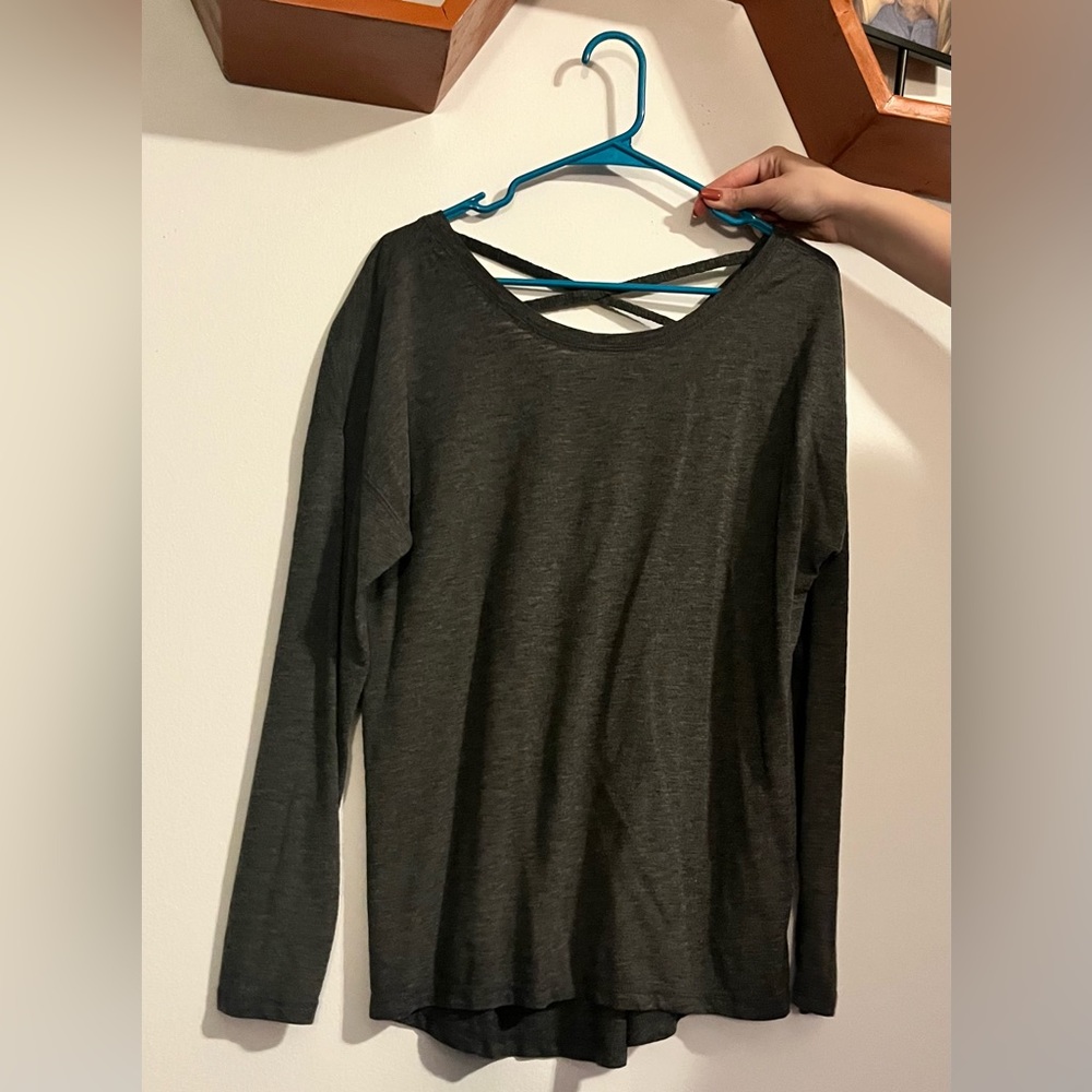Grey long sleeve with a fun V back